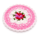Floral Crochet Doily Coaster Pink Cotton Yarn Handcrafted